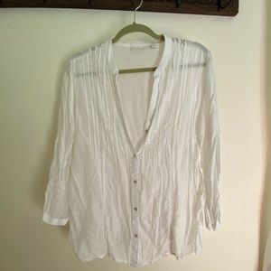 White shimmer sequin sheer blouse
